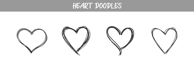 Hand drawn hearts. Hand drawn love symbol collection.