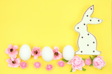 Easter card with bunny and eggs.