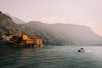 boat on lake como, italy