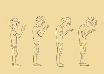boy  growing up looking at a screen and growing a bad posture