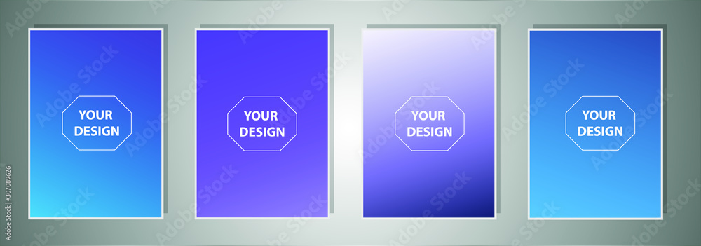 Poster set of abstract vector gradient backgrounds. colorful texture for your design. mobile app template
