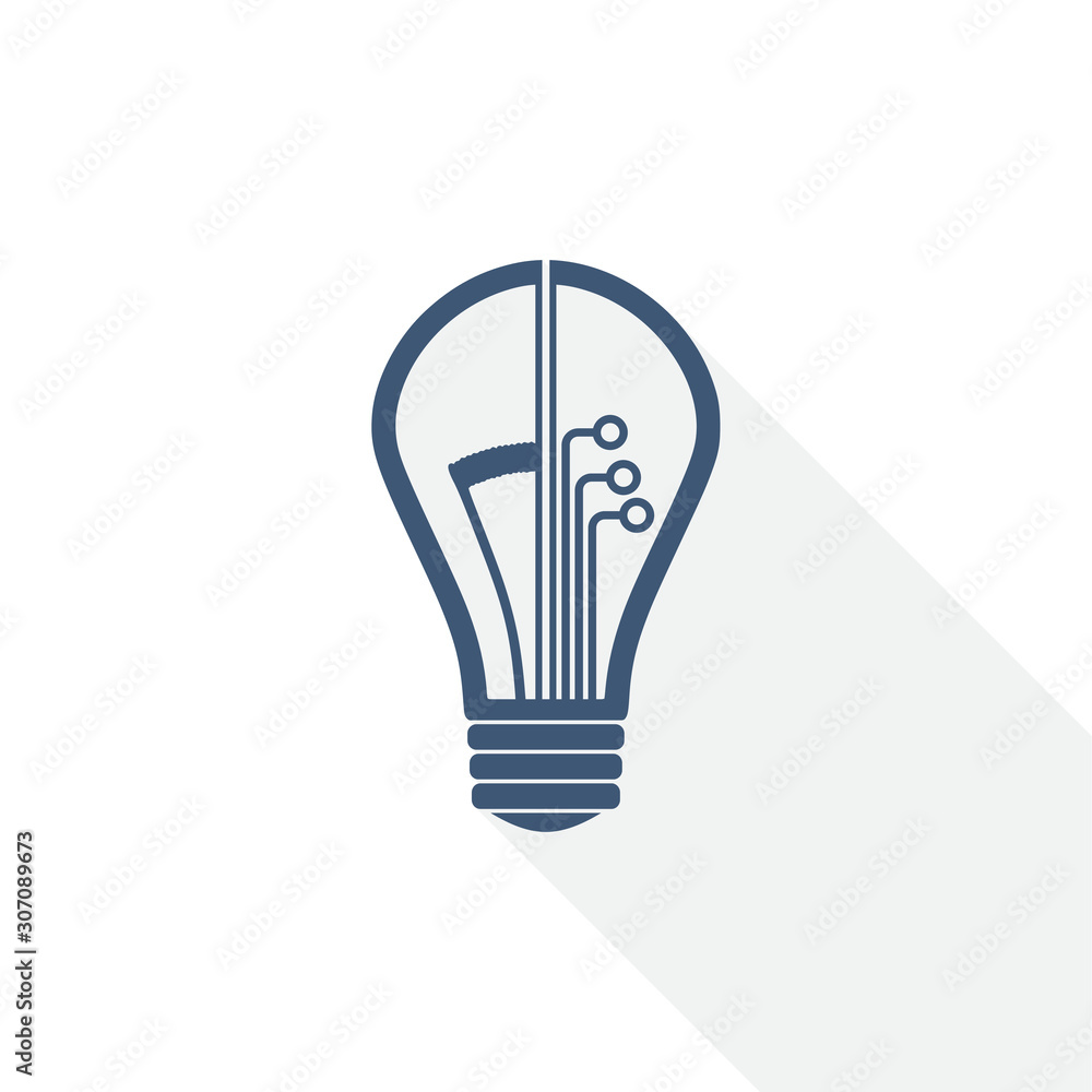 Poster creative vector icon, idea, bulb, circuit concept flat design illustration in eps 10 with empty copy