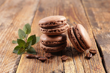 french macaroon on wood background