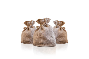 Dark brown Money bag Isolated with clipping path on white background.