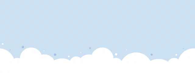 Foto op Plexiglas Babykamer Leuke witte wolk op pastel blauwe lucht bodem grens naadloze patroon.