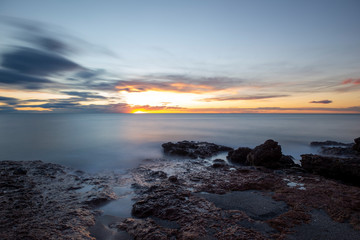 Fototapeta premium The Oropesa coast of the sea at sunrise