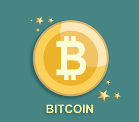 Bitcoin concept vector illustration of online funding and making investments for bitcoin and blockchain. Flat design of new technology.