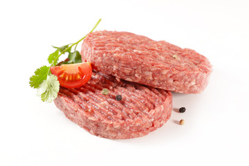 raw beef steak isolated on white background