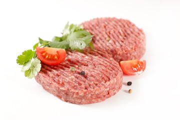 raw beef steak isolated on white background