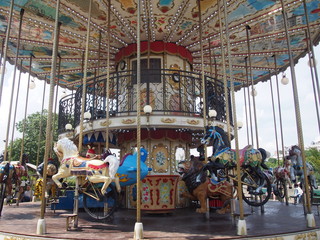 A merry-go-round near the Eiffel Tower, Paris, France