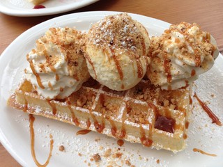 waffle with ice cream