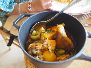 French cuisine ordered at a restaurant, Paris, France