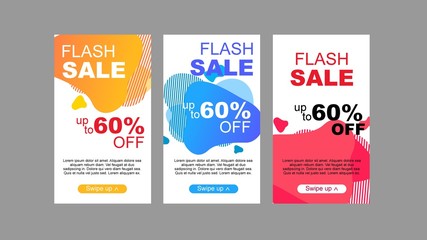 Dynamic modern fluid mobile for flash sale banners. Sale banner template design, Flash sale special offer set.vector design