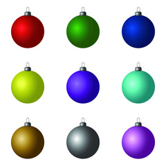 Set of colorful Christmas balls isolated on white background