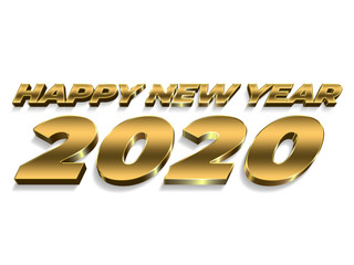 Isolated 3D Shiny Happy new year 2020 With golden text effect