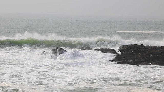 Footage of powerful waves in North of France in Brittany close to Point du Talud.