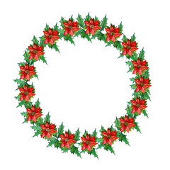 Pointsettia and Holly frame