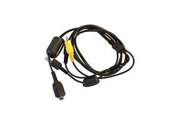 Fototapeta premium Rolled wire with plugs and usb.