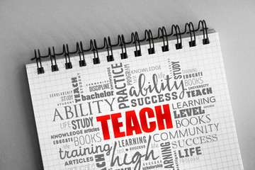 TEACH word cloud collage, education concept background