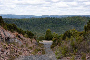 view of the road in Tarkine mountains of Tasmania 