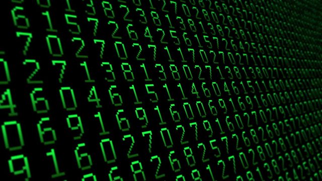 Numbers green pattern close up animated background