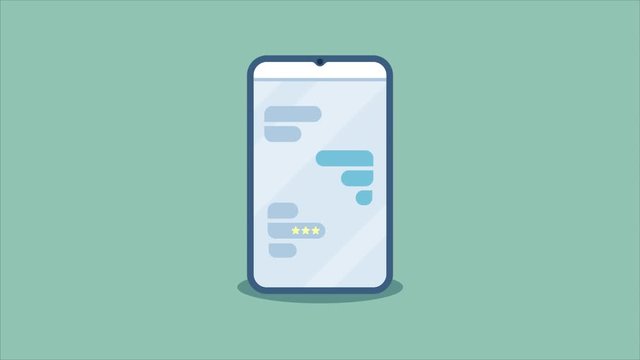 New chat message notification on mobile phone,  incoming message counter, 2d animation, video clip.