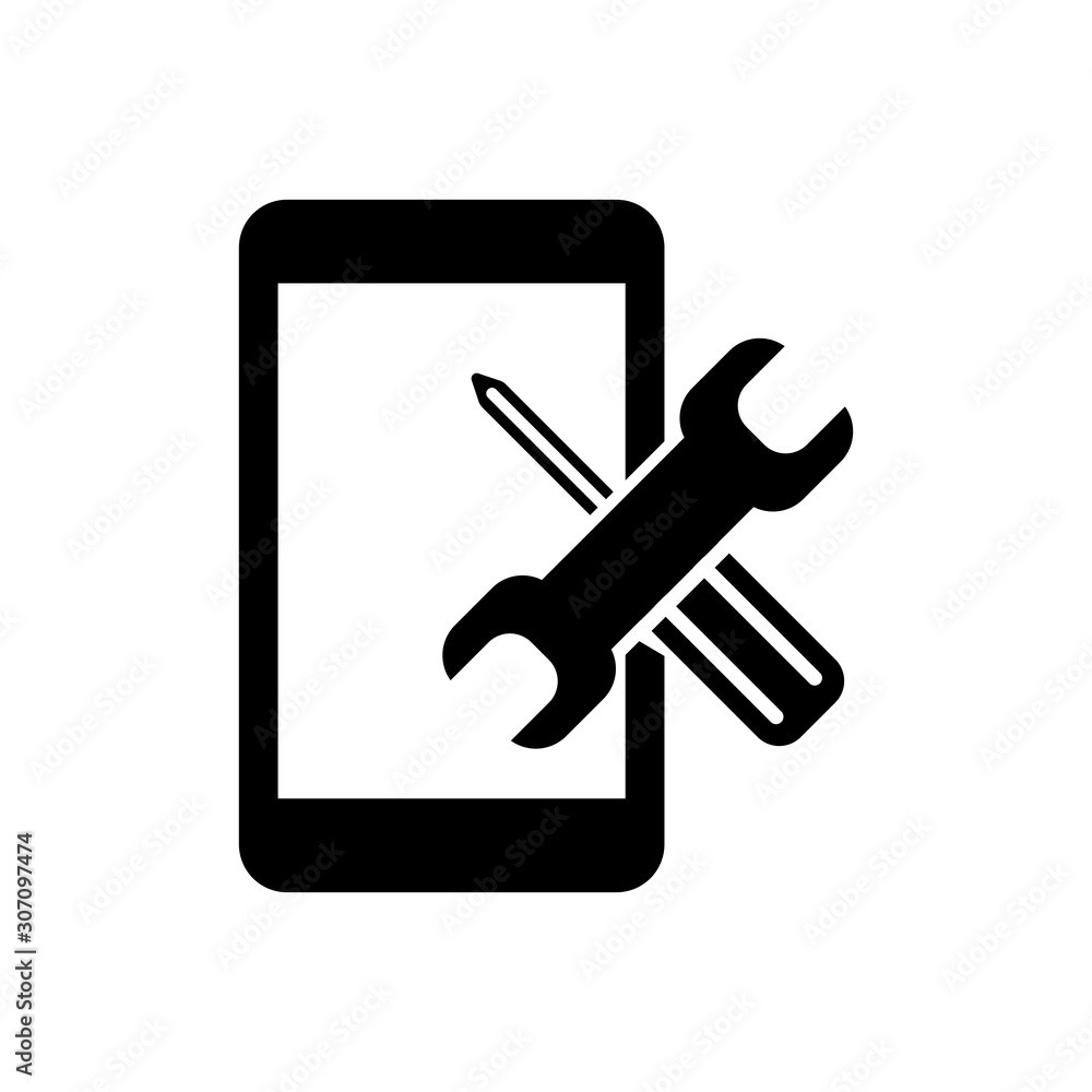 Poster smartphone service icon flat style isolated on background. smartphone service icon sign symbol for web site and app design.