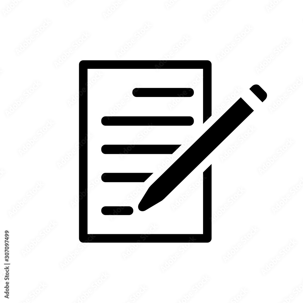 Poster writing icon flat style isolated on background. writing icon sign symbol for web site and app design.