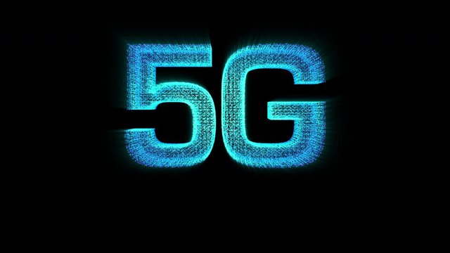 Futuristic holographic 5G icon digital wireless high speed fifth innovative generation for cellular network connectivity, high speed Internet broadband network