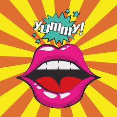 Obraz premium poster pop art style with female mouth