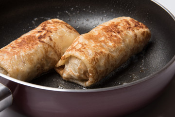 Pancakes fried in a pan