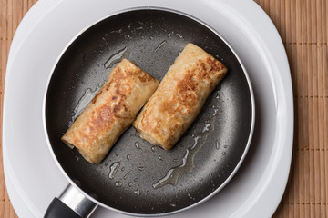 Pancakes on a fried pan
