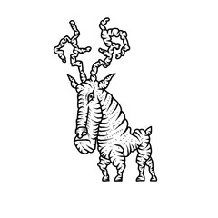 Cartoon unusual reindeer. New year vector illustration