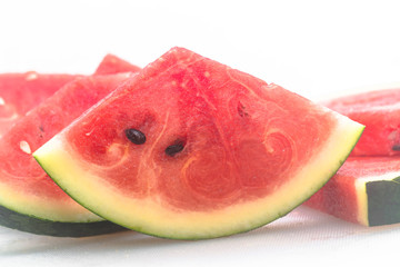 Watermelon slices on a white background