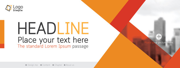 Horizontal web banner, vector template, with space for your picture