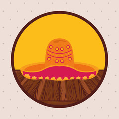 mexican culture hat in wooden table