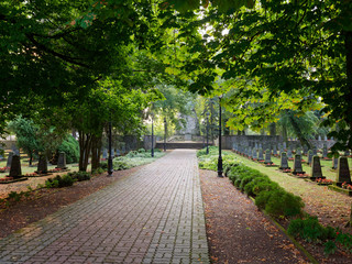 Wolsztyn, Poland - August 30, 2019: Memorial complex to WWII soldiers