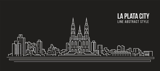 Cityscape Building panorama Line art Vector Illustration design - La plata city