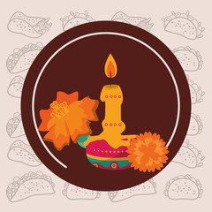 paraffin candle with flowers decoration