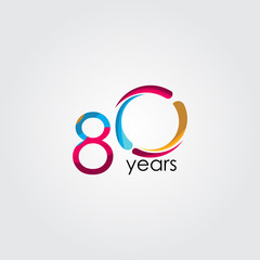 80 Years Anniversary Celebration Vector Template Design Illustration