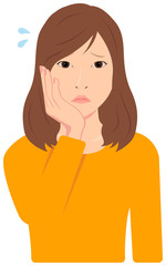 Young asian woman vector illustration (upper body, waist up) / depression, annoying, troubled, disappointed