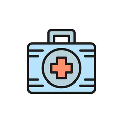 First aid kit medicine flat color icon.