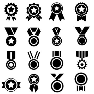 medal icon vector set. certificate illustration sign collection. achievement symbol. award logo.