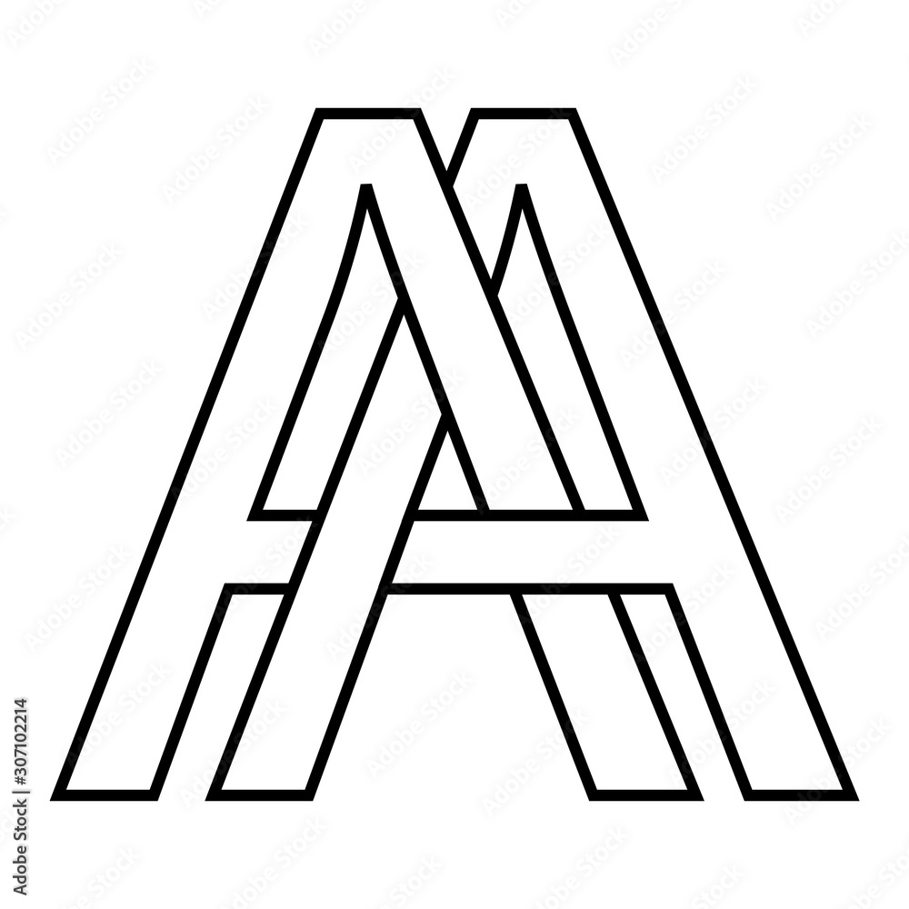 Poster Logo icon sign two interlaced letters A vector logo first capital letters pattern alphabet AA