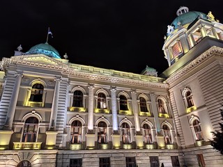 Fototapeta na wymiar Serbia Belgrade State Parliament building by night