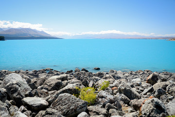 Fototapeta na wymiar Blue Glacier Lake, Mount Cook - New Zealand