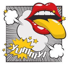 poster pop art style with female mouth