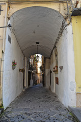 A small street among the old houses of Sessa AURUNCA, a medieval village in the province of Caserta