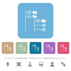 File browser with jpg files flat icons on color rounded square backgrounds