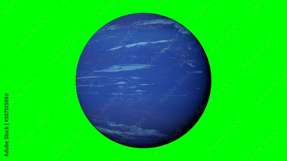 Wall mural planet neptune rotating, solar system world in outer space isolated on green screen background, 4k l